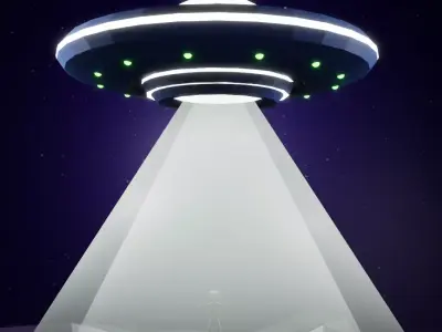 Stylized UFO and Alien Night Sky 3D Model for SciFi Low-poly 3D model