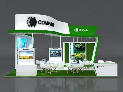 Exhibition Stand Booth 8x8m Height 450cm 4 Side Open 3D model