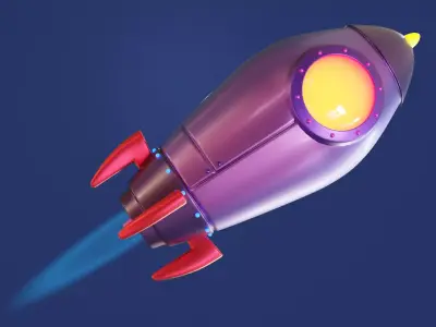 Stylized low poly Rocket 3D model Low-poly 3D model