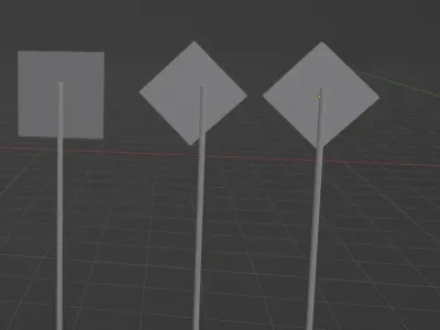 3 roads sign Free low-poly 3D model