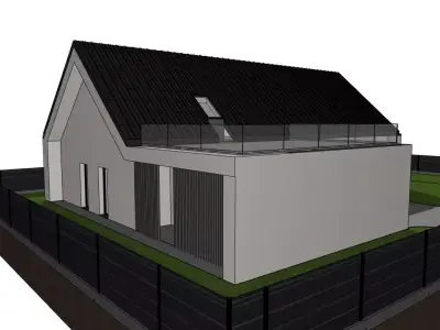 Modern Single Storey House with Garage 3D Model 3D model