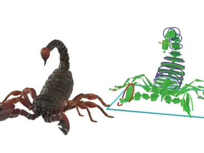  Realistic Scorpion Strikes Fur Animated Rigged 