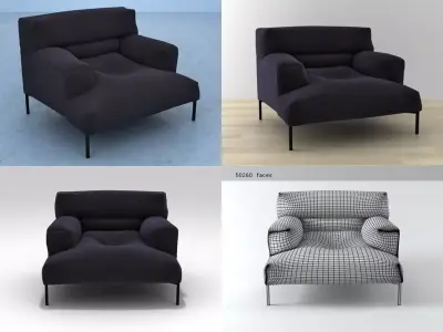 L B four chairs 3D model