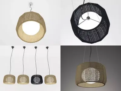 Fora four rattan hanging lamps 3D model