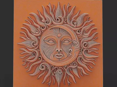Sun And Moon Wall Art Medallion Home Decor Boho Architectural 3D print model