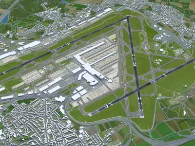 Brussels Airport 12km Low-poly 3D model
