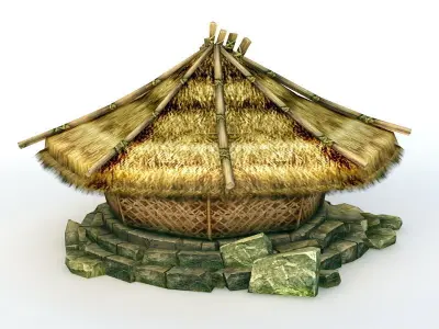 Traditional hut with roof 3D model