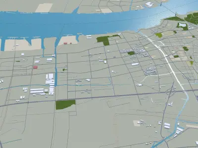 Jiangyin Wuxi Jiangsu China 45km Low-poly 3D model
