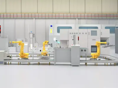 Factory production line 3D model
