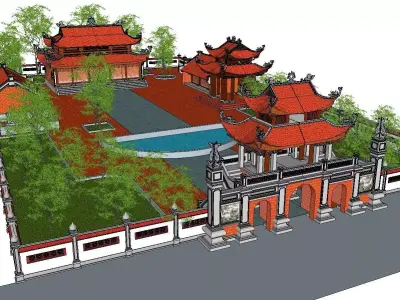Architecture-Religion-God-Culture-Temple-0273 chinese garden ... 3D model