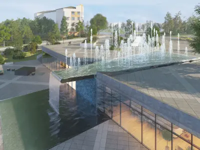 Fountains in the square 3D model