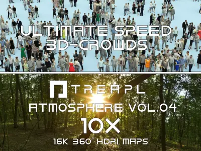 10X HDRI SKY VOL04 - ULTIMATE SPEED 3D CROWDS - PEOPLE 3D Model Pack