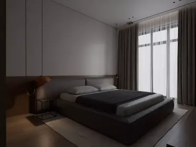 minimalistic bedroom Low-poly 3D model