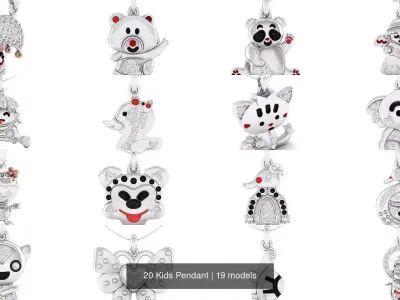 20 Kids Pendant 3D Model Pack
