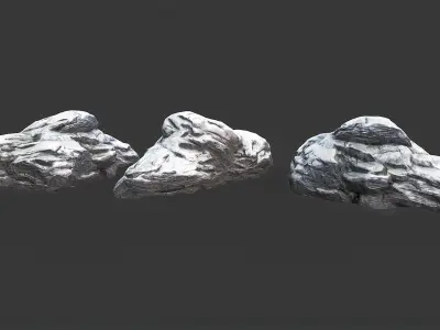 Snow Cliff Boulders 2 Low-poly 3D model