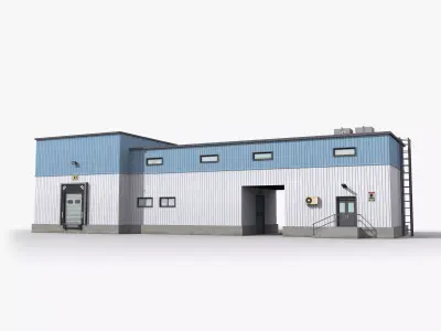 Factory x3 Low-poly 3D model