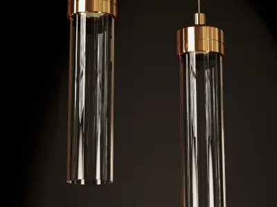 celinglamp gold and glass pendant lights Low-poly 3D model