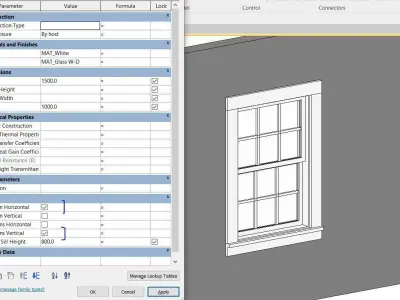 Double-Hung Window Revit 3D print model