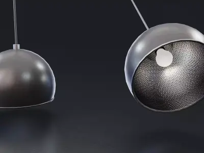 Industrial Metal Pendant Lamp Low-poly 3D model