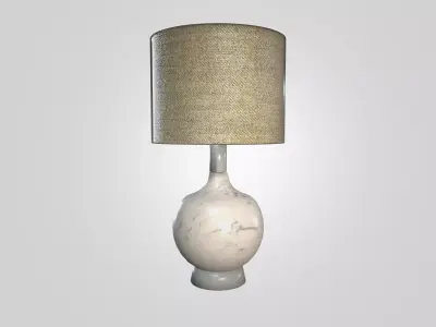 Modern Ceramic Table Lamp 3D Model with Fabric Shade Free 3D model