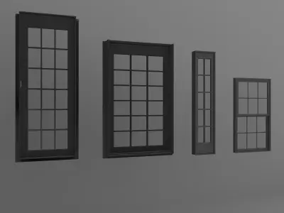 Window Set four windows 3D model