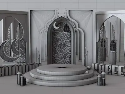Ramadan Podium Stage Display 3D model