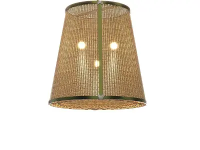 Caeli-i Monumental Brass Rattan Pendant Light 3D model