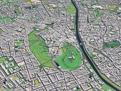 Graz Austria 30x30km 3D City Map 3D model