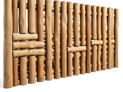 Rustic Wooden Fence model pack Low-poly 3D model