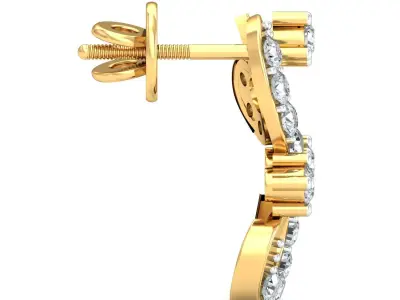 Yellow gold diamond earring-P2 E-33 3D print model