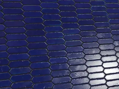 Modern Glossy Cobalt Blue Vertical Picket Tiles PBR Seamless Texture