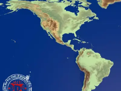 America elevation map North South Central elevation map 3D model