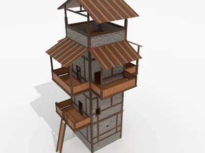 Roman Fantasy Watchtower Low-poly 3D model