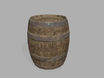 Wooden Barrel Low-poly 3D model