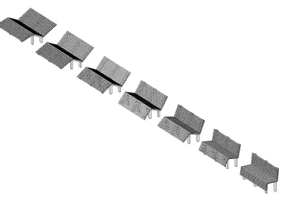 Parametric Bench with Footboard and Backrest - Revit Family BIM 3D model