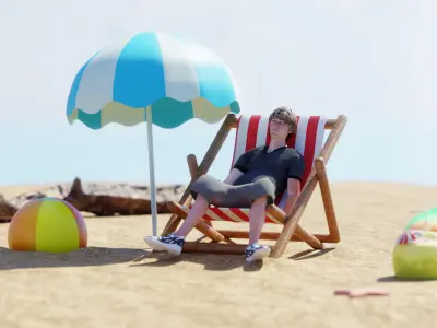 Beach Holiday Virtual Set Extension and Game Asset 3D model