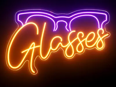 Glasses Neon Sign 3D model
