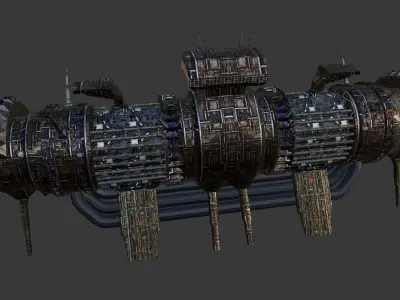 Space Mining building refinery  facility 319 Low-poly 3D model
