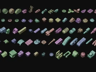 Mecha Kitbash Low-poly 3D model