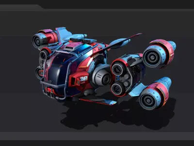Modular SCARAB Starfighter  Low-poly 3D model