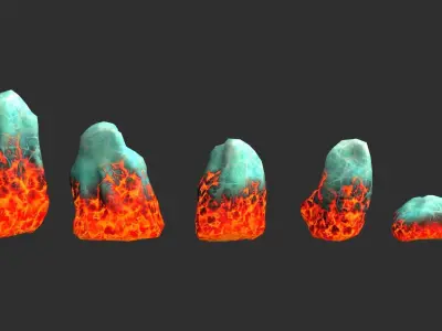 Rock Set 03 - Fire and Ice Low-poly 3D model