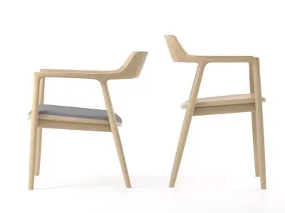 Hiroshima wooden chair with cushion 3D model