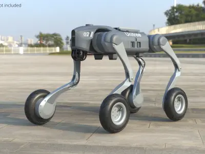 Unitree Mobile Surveillance Robot Grey Rigged for Maya 