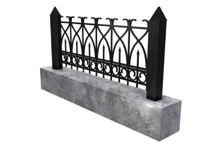 Fence metal and marble Low-poly 3D model