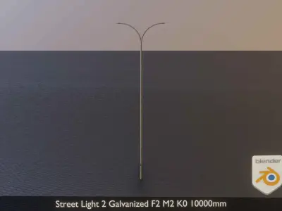 Street Light 2 Galvanized F2 M2 K0 10000mm Low-poly 3D model