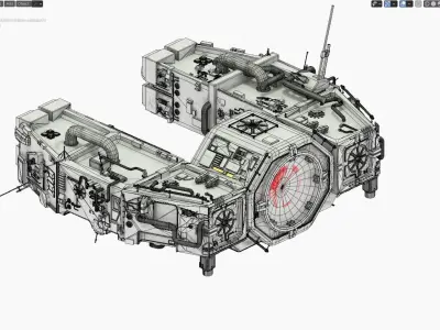 Space Freighter with Fighter Escort 3D model