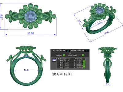 Women Ring  Render 3dm STL OBJ FBX Details 3D print model 54