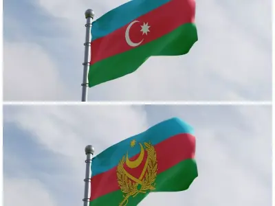 Animated Azerbaijan Flags 3D model