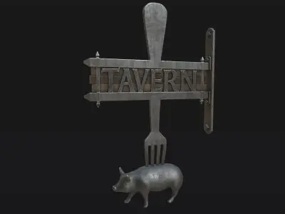 Medieval Tavern Sign  Low-poly 3D model