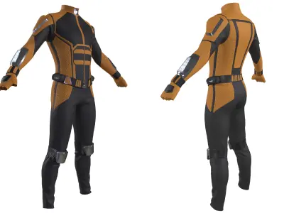 Futuristic superhero clothing sci fi outfit 3D model